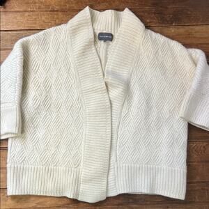 Women’s Eric Bompard luxe cashmere alpaca open front short boxy cream cardigan